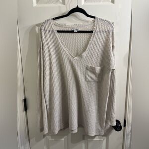 American Eagle Outfitters Off-White Waffle Knit Top